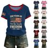 T-shirt da donna casual a maniche corte con scollo rotondo e stampa