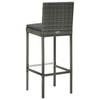 Garden Bar Stool with Cushion 2 pcs Grey Poly Rattan