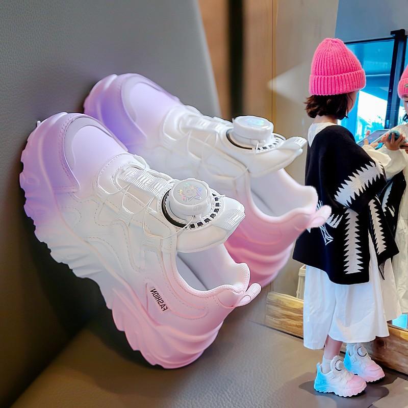 Dívčí boty Nové letní dětské boty s otočným knoflíkem Prodyšné síťované tenisky Pro velké dítě Tátovy boty