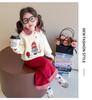 Girls' Cartoon Two-Piece Sweatshirt Set - 2025 Spring/Autumn Fashion, Fake Layered Style Casual Outfit
