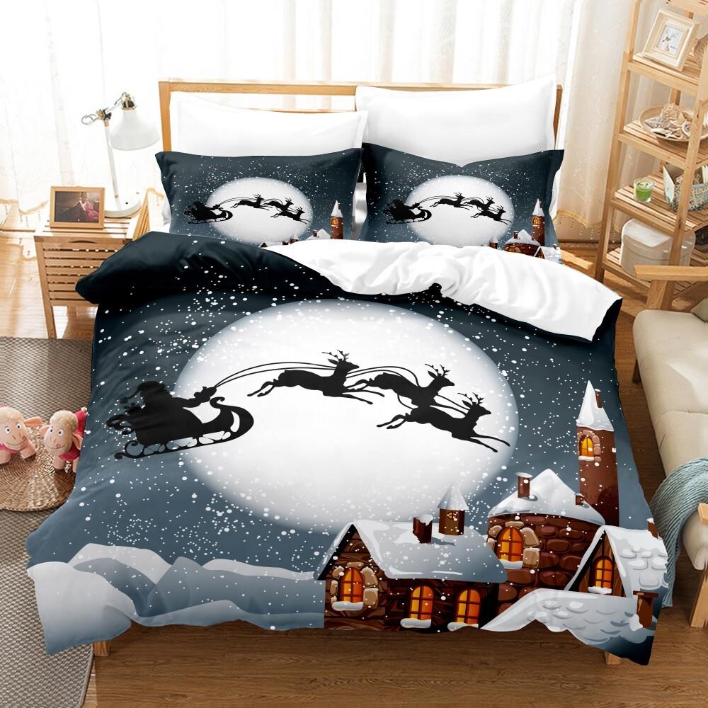 Christmas Elk Bedding Set Festival Modern 3d Duvet Cover Set Comforter Bed Linen Twin Queen King Single Size Kids Adult Gift