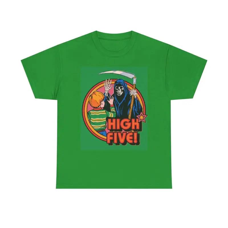 High Five Grim Reaper T Shirt Funny 70S Art Heavy Cotton