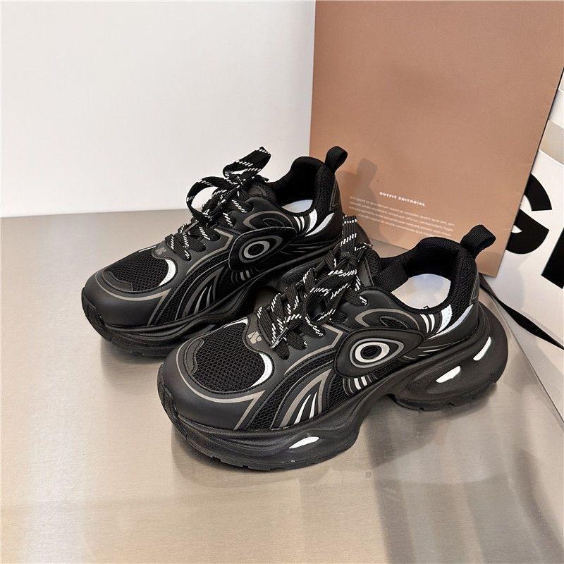 

Весенние и осенние туфли Daddy Shoes женские Turbo Retro новые универсальные Ins Trend Increase Platform Casual Sports женские туфли 40 чёрный