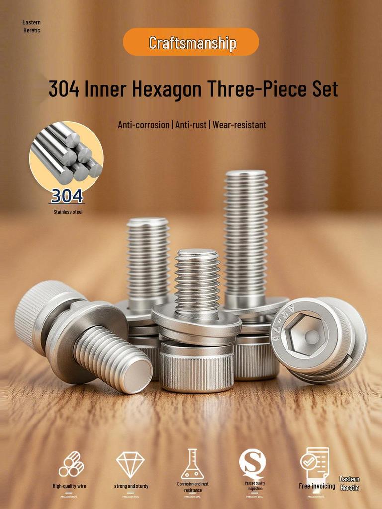 304 Stainless Steel Hex Socket Cup Head Screws (M2-M10)