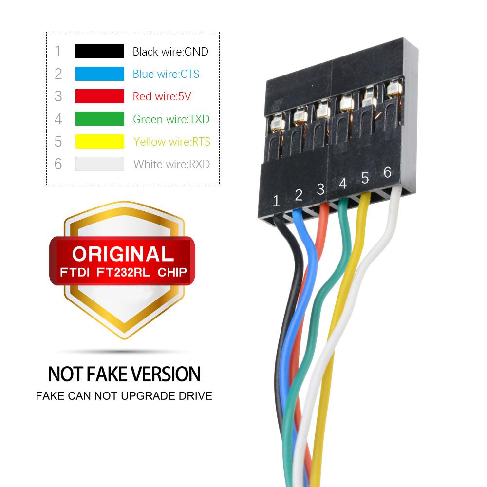 Original 1M 6PIN 5V FTDI FT232RL FT232 USB to TTL RS232 Serial Download Adapter Connector Cable for Arduino Raspberry Pi AVR ARM