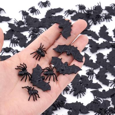 Mini Halloween Netopýři Pavouci Plastové Dekorace Realistický Detail Bezpečné Uživatelsky přívětivé Sváteční Párty Potřeby Vnitřní Venkovní Dekorace