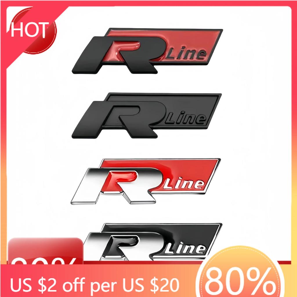 Für VW Neu 1 Stück Metall Auto Seitenkarosserie Kofferraum Rline R Emblem Aufkleber Für Volkswagen VW Golf 4 5 6 7 Bora MK7 Käfer Touran Tiguan GT MU2