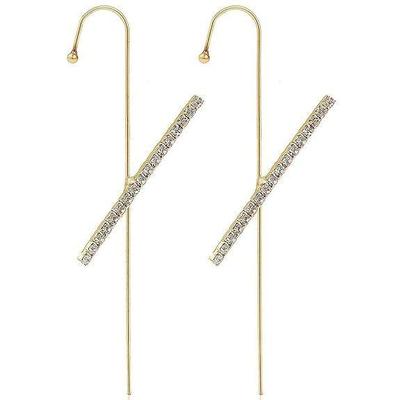 Paar 2 Atemberaubende Vergoldete Kreuz Ohrklemmen für Frauen und Mädchen