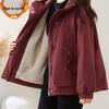 Women's Loose Hooded Cotton Jacket - Plus Velvet, Thick, Short-Sleeved, Casual Workwear for Spring/Summer.