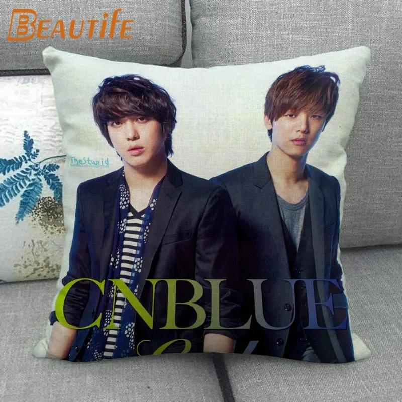45X45cm CNBLUE KPOP Pillow Cover Square Zipper Cotton Linen Fabric Pillow Cases Bedroom Home Decorative Boys Girls Gift