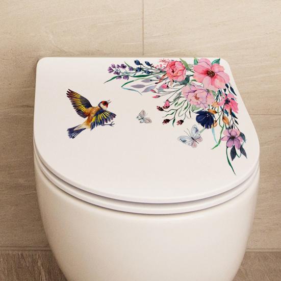 PVC Easy Self-adhesive Delicate Set Decorative Sticker Use Toilet Flower Portable Wall Fridge Decal for Daily Use MIT