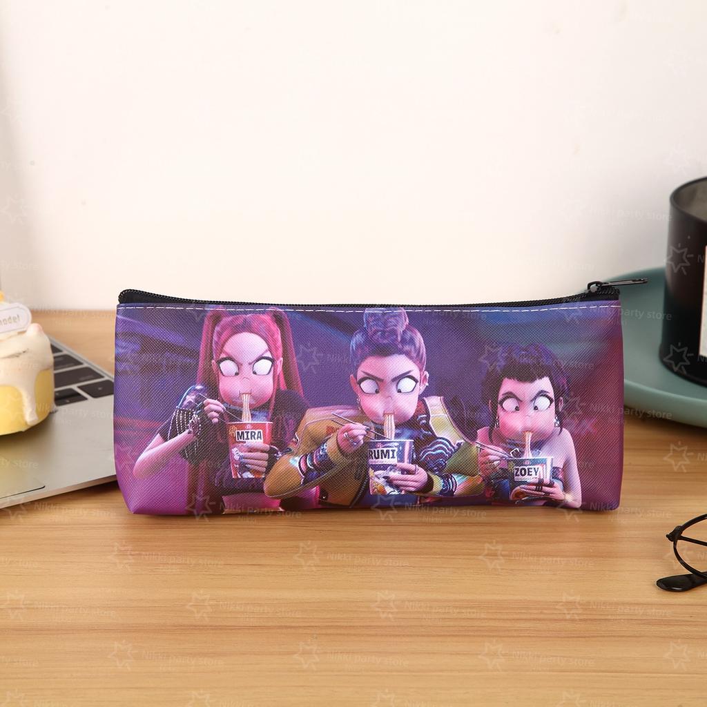 New Kpop Demon Hunter Pencil Case Cartoon Huntrix Pencil Bag Student Pen Pouch School Stationery Box Party Favors