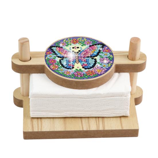 

DIY Paper Towel Holder Wood Tabletop Napkin Holder Faux Diamond Art Craft Project