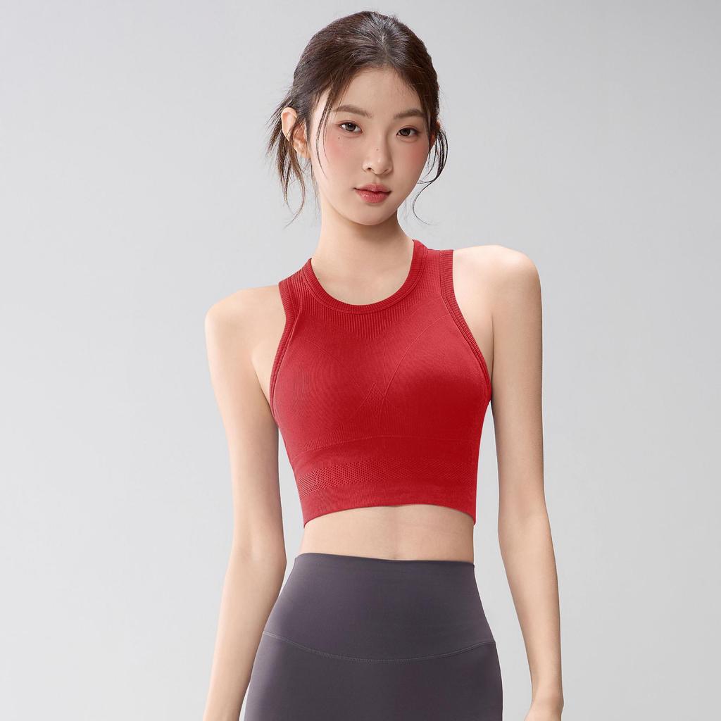 Women's High-Support Shockproof Yoga Vest Sports Bra - Beautiful Back Design for Running, Fitness, and Yoga Training.