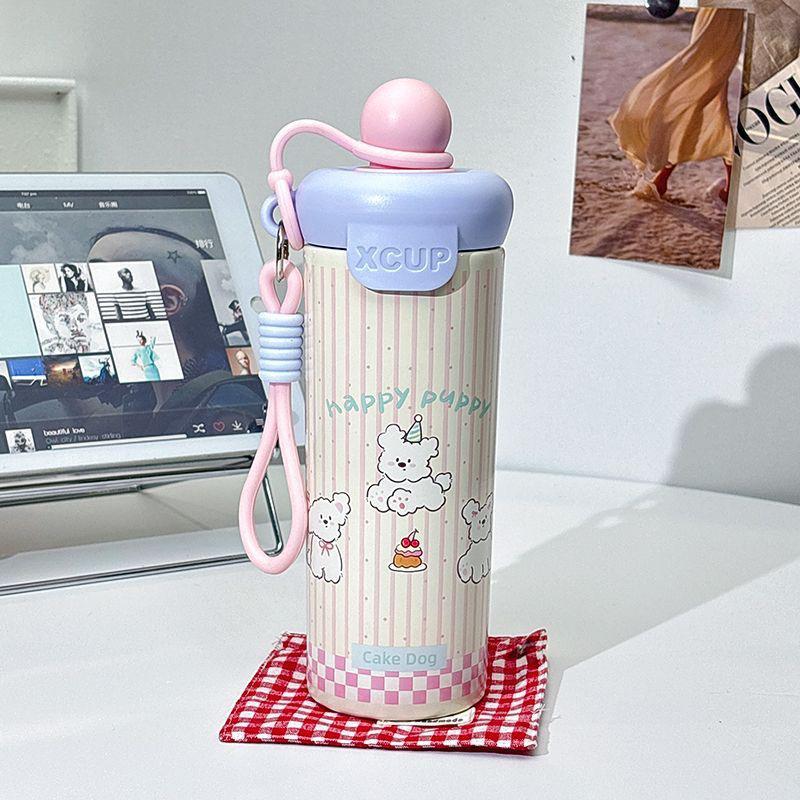 Portable Large Capacity 316 Stainless Steel Insulated Cup with Cartoon Design & Straw