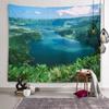 Mountains Lake Flowers Wall Art Decorative Aesthetic Tapestry Backdrop Wall Decor Living Room Bedroom Room Home Decor Tapestry