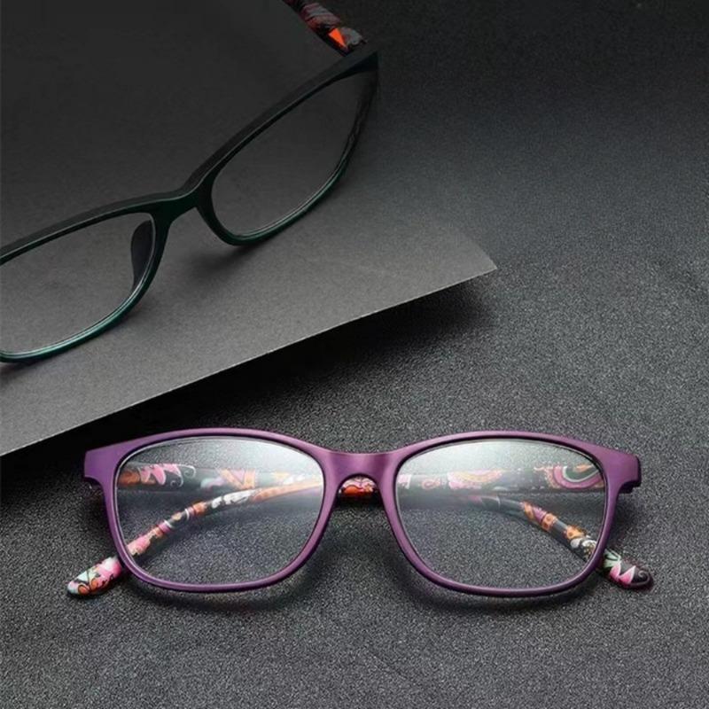 4PCS Elegant Floral Reading Glasses for Women - Square Full Frame Reading Glasses