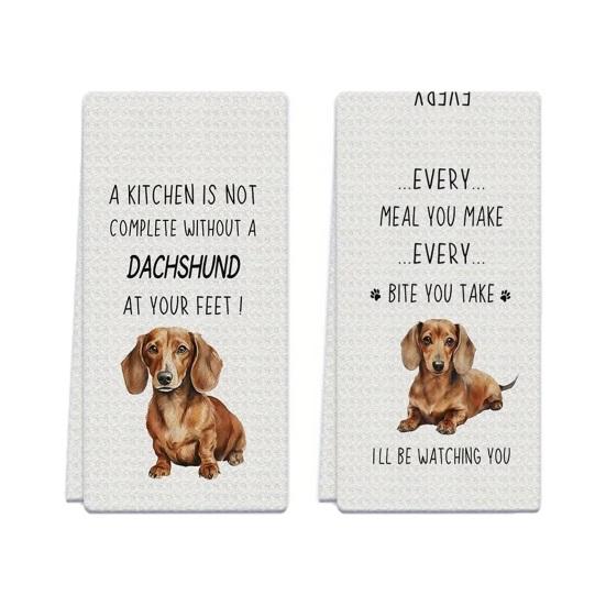 

2Pcs Dish Towel Cartoon Dog Bear Pattern Super Water Absorbent Reusable Kitchen Towels Machine Washable Household Cleaning Rags G
