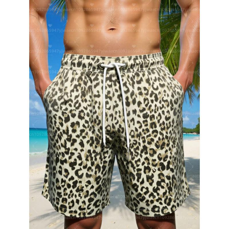 26 Summer Men Board Surf Shorts Tropical Plants Print Trunks Drawstring Elastic Quick Dry Hawaiian Beach Shorts Men Clothing