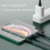 6A 3n1 Nylon Fast Charging Cord for Micro USB Iphone TYPE-C Universal Braided Data Cable Universal Multiple Ports Charger