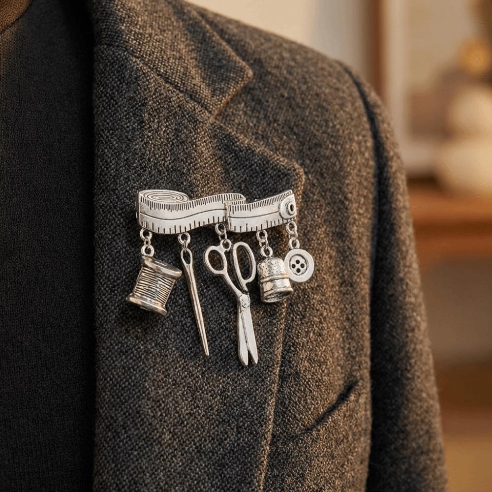 DIY Tailor Tools Brooch Vintage Metal Corsage Ornament Unique Sewing Supplies Brooch  Daily Wear