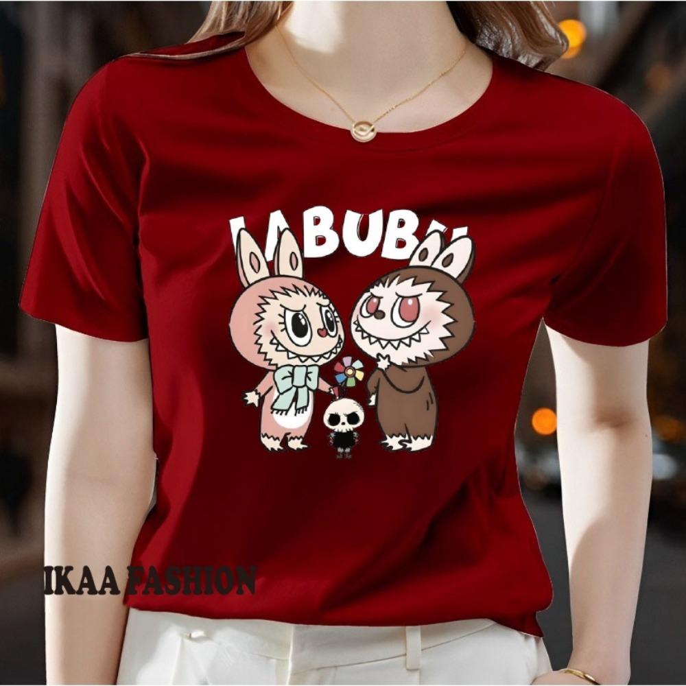 

Женская футболка с принтом, повседневная футболка с коротким рукавом, удобная с круглым вырезом, мягкий и милый топ-футболка 6XL