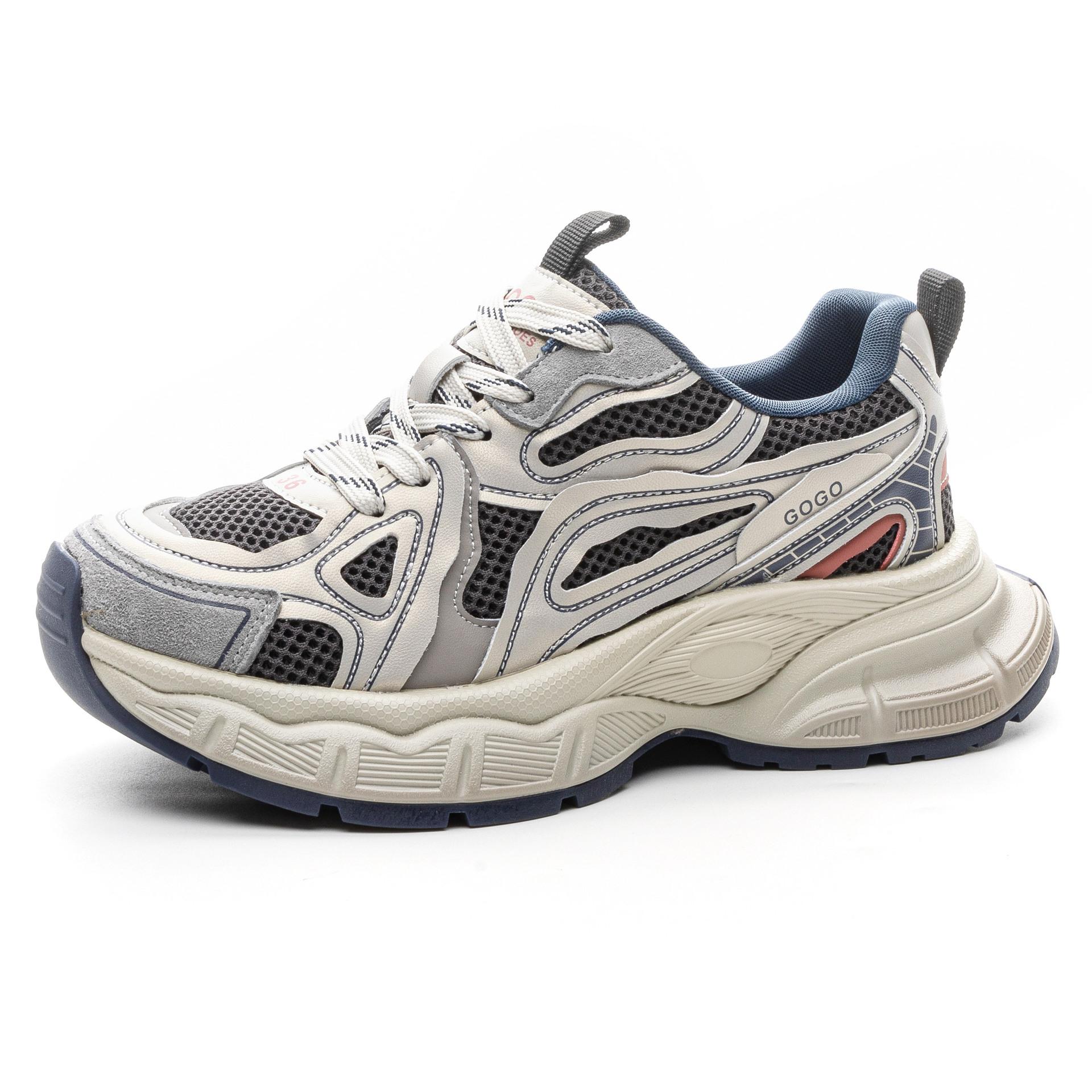 

Polished and old sports shoes 2025 spring new gray heightening trend platform dad shoes simple casual shoes women 35