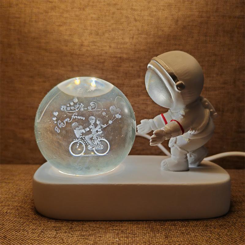 Astronaut Creativ 3D Minge de Cristal Led Lumină de noapte pentru Dormitor Copii Planetă Spațiu Lampă Sistem Solar USB Cadou de Crăciun pentru copii