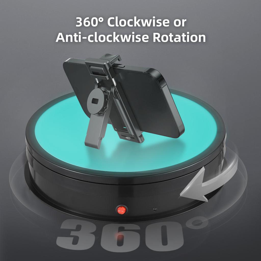 30CM 11.8in Motorized Rotating Display Stand with RGB Light Display Base 360 degrees Rotatable Electric Potography