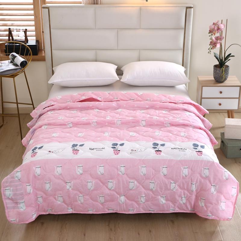 Quilted Summer Single Double Bed Light Printed Quilt Core Air Conditioning Quilting Twin Queen Size Duvet Thin Plaid Comforter