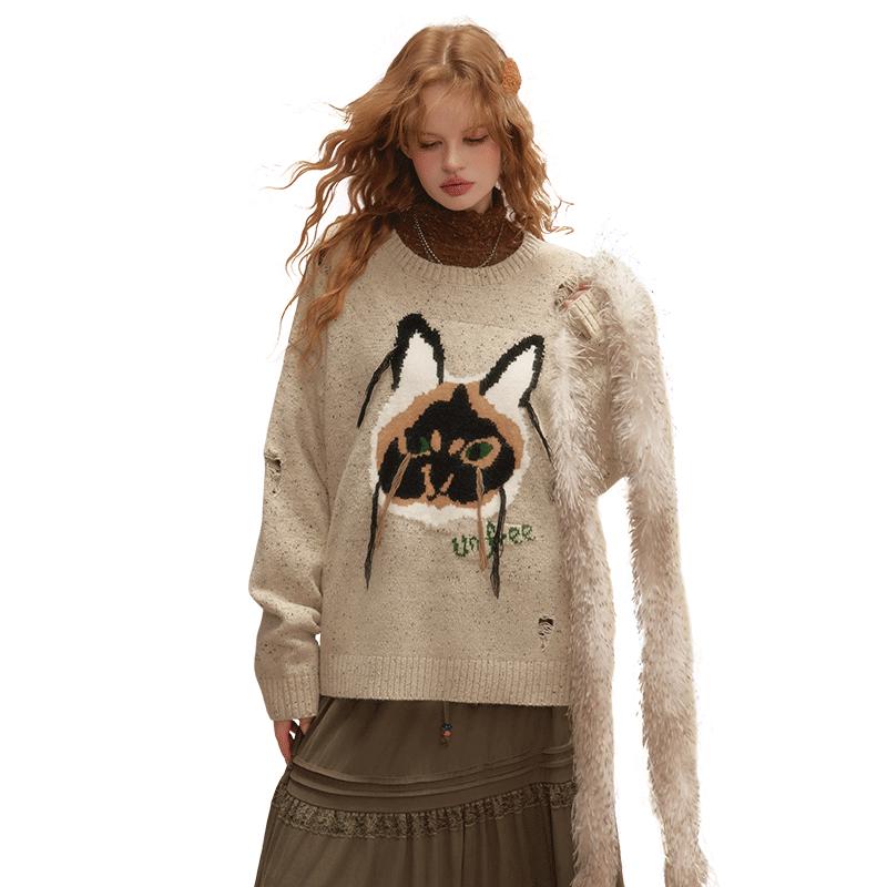 

unifree Животный жаккард, состаренный трикотаж свободного плетения L