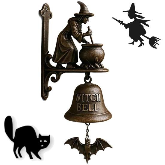 Halloween Witch Bell Vintage Metal Welcome Doorbell Shopkeeper Bell Home Office Entrance Door Wall Mount Decorative Bell