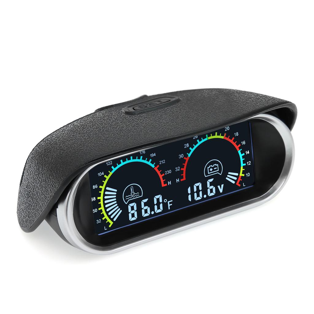 2 in 1 LCD Digital Auto Water Temp Gauge Voltmeter Gauge For Car Truck Motorcycle Temperature Sensor 10mm Temperature 12V 24V