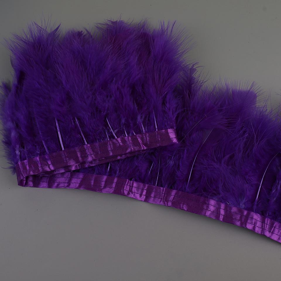 FeatherTurkey Feather Fringe 4-6inch Colorful Marabou Feather Tape for Handiwork Clothes Dress Handmade Cloth Strap Home Decoration