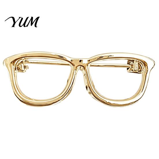 Golden Alloy Brooch Glasses for Men Women, Eyeglasses Shape Lapel Versatile Outfits Accessory Pin, Decorative Suits Shirts Sweaters Anti Oxidation