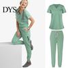 Dentist Uniform 2Pcs/Set Women Hospital Set V-neck Short Sleeve Pockets Tops Elastic Waist Nurse Top Jogger Pants Quick Drying Dental Nursing