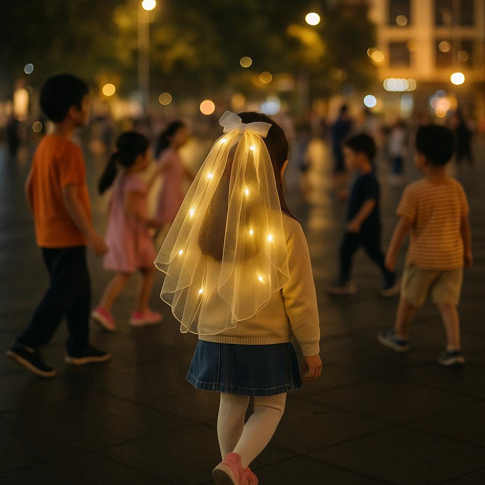 Hair Accessories Glow Wedding Veil Bowknot Light Up Veil New Bride Wedding Veil  for Women