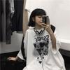 Harajuku kadın Baskılı Büyük Boy T-shirt Kore Sokak Hiphop Kalp Baskı bol tişört 2000 s Aesthetictops Kızlar için