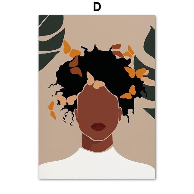 Abstract Black Fashion Girl Coffee Cosmos African Art Canvas Painting Nordic Posters And Prints Wall Pictures Living Room Decor No Frame