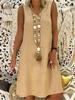 Women Summer Solid Color Sleeveless V Neck Dress Vest