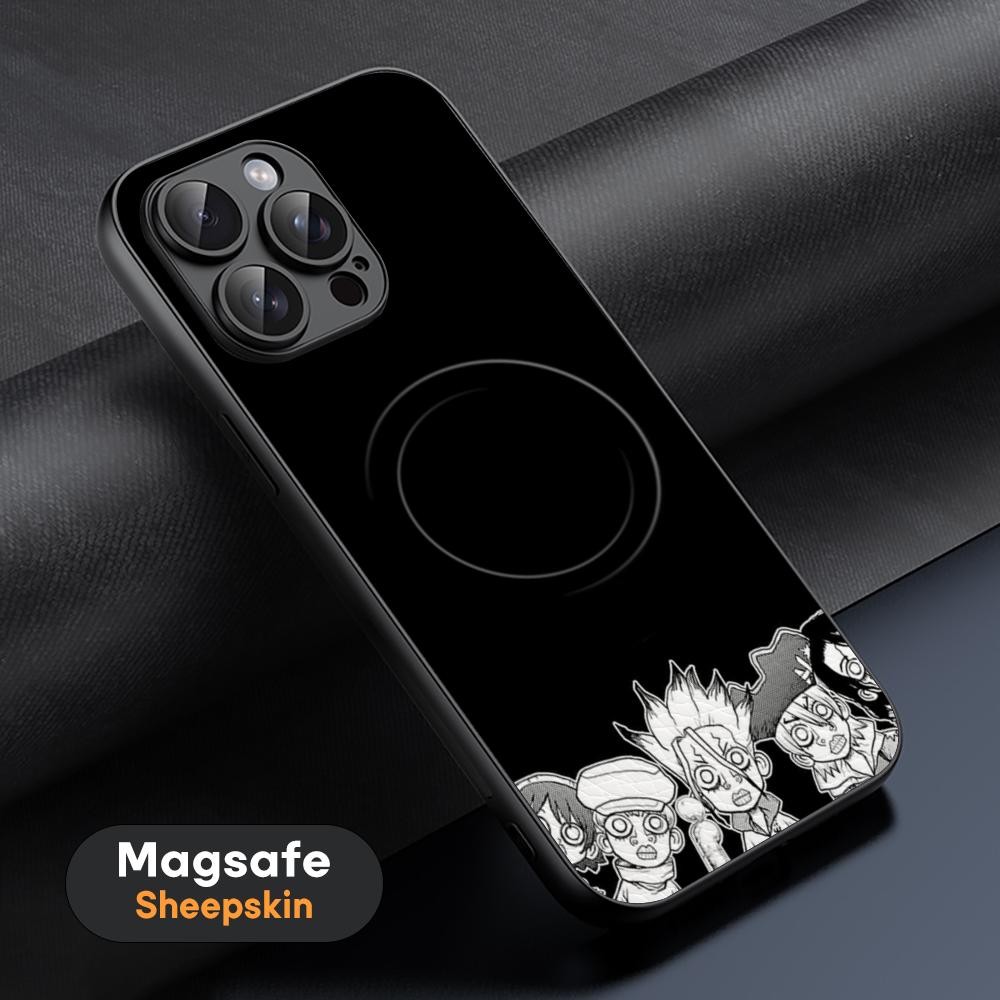 Popular Anime Dr.STONE Phone Case For iPhone 16 15 14 13 12 11 Plus Pro Max High-end Luxury Magsafe Sheepskin