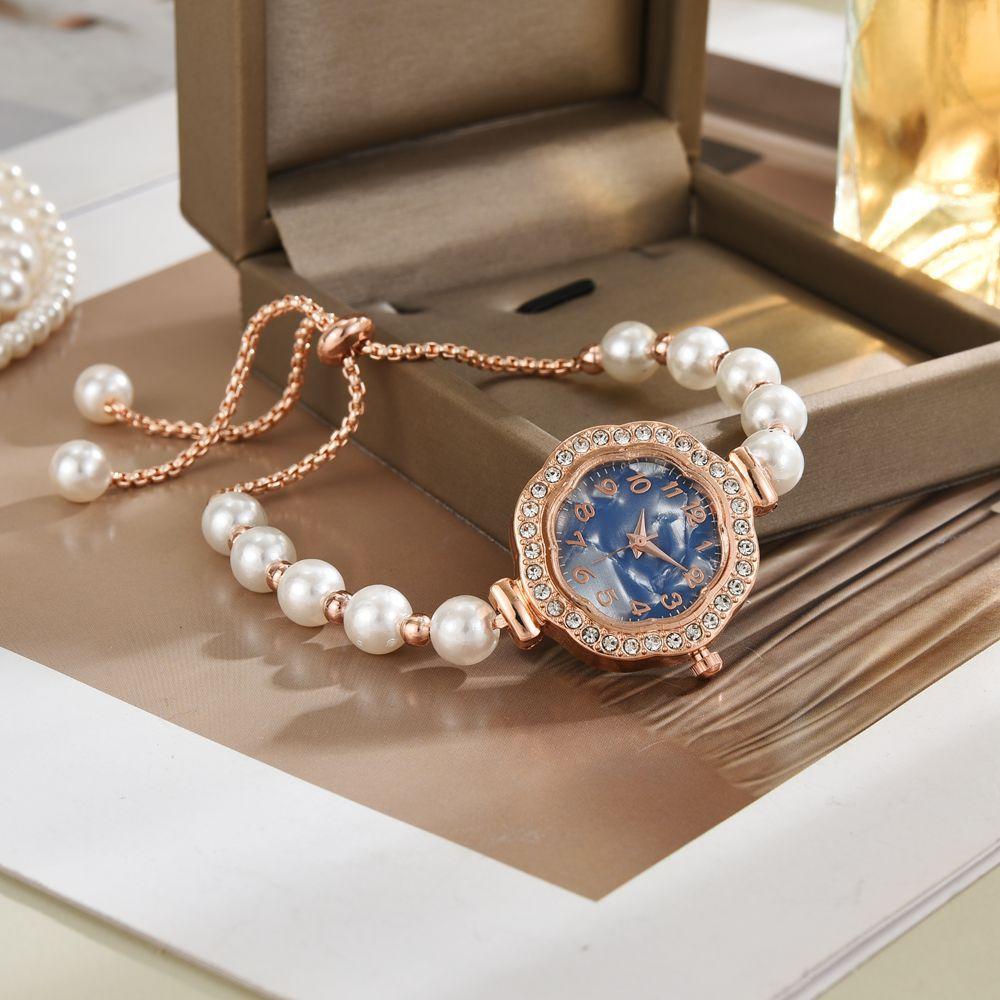 New Creative Women Watch Temperament Light Luxury Quartz Wristwatches Pearl Beaded Bracelet Women's Watch Fashion Accessories