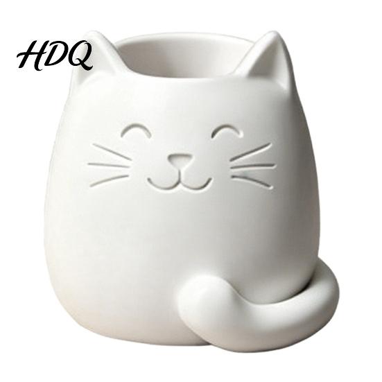 Odorless Pen Container Holder Cartoon Cat Shape Desk Organizer Smooth Surface Decorative