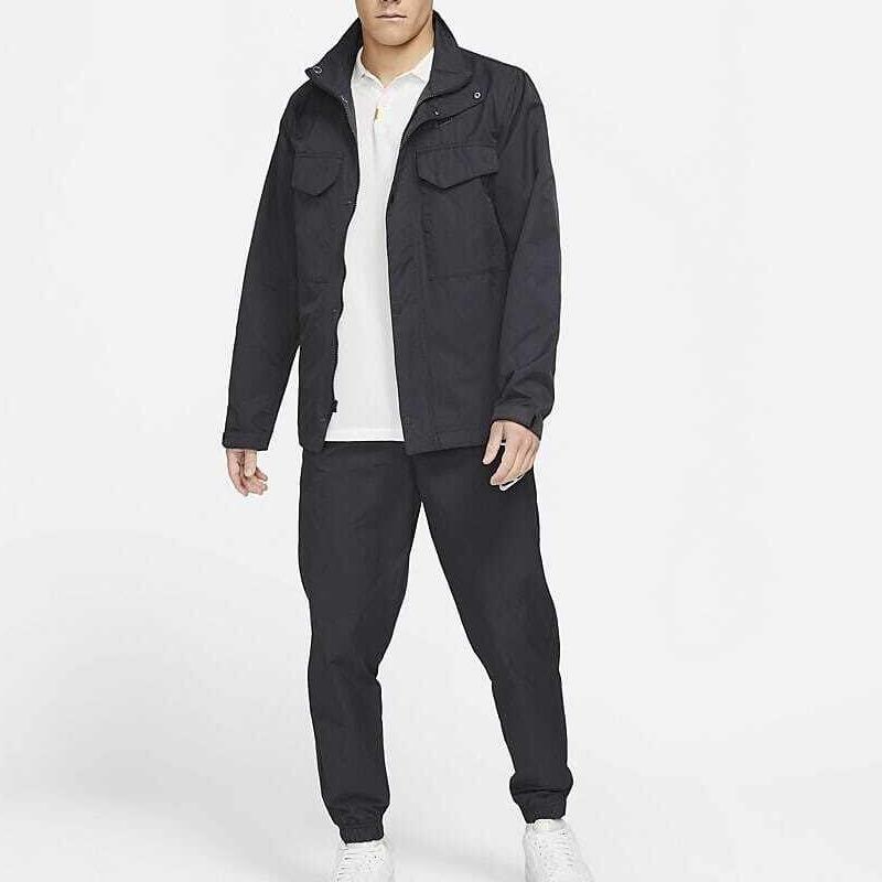 Nike Large Pocket Stand Collar Solid Color Jacket Men Jackets Black CZ9923-010