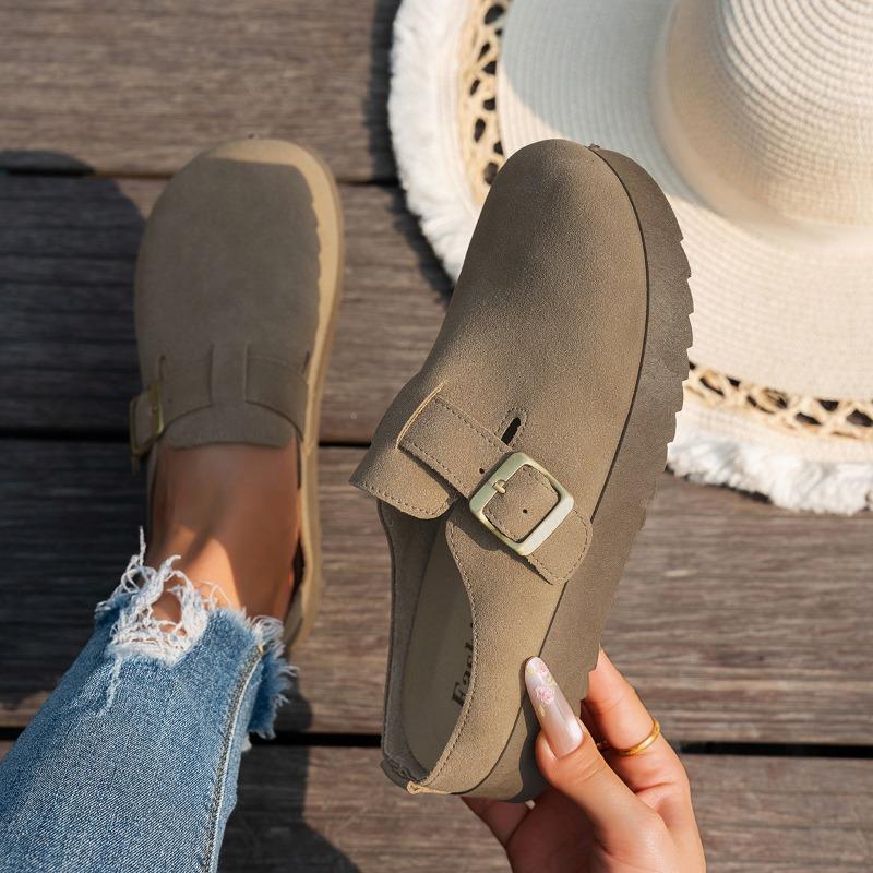 Women's New Four-season Casual Soft Bottom Without Heel Baotou Retro Cork Half Slippers