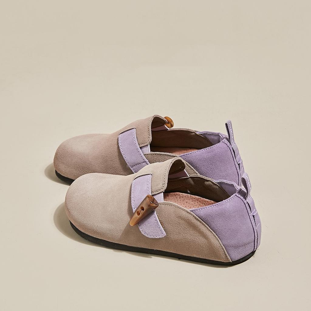 Ugly cute Japanese retro color matching Birkenstocks women's 2025 new flat-soled one-pedal soft-soled soft-faced comfortable single shoes