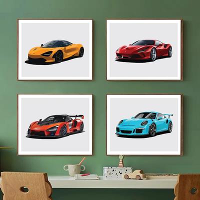 Modernes cooles Auto, Kunstdruck, Poster, Sportwagen, Leinwand, Gemälde für Jungen, Schlafzimmer, Clubwand, Dekoration für Haus, Schlafzimmer,
