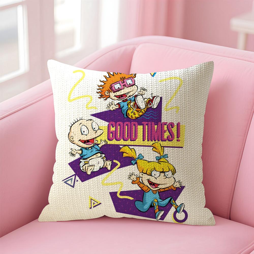Cartoon RRugrats Cushion Cover Natural Linen Pillow Case DoubleSided Print Decorative Sofa Pillowcase Home Decor Gift