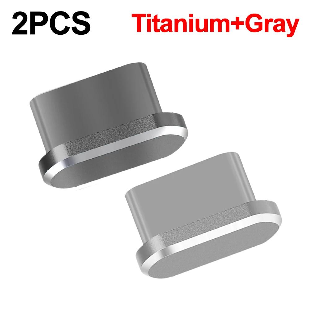 2PCS Metal Phone Dust Plugs USB C Type-C Charging Port Protectors Cap for IPhone 16 15 ProMax Mi Universal Anti-dust Dustplugs