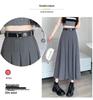 Elegant High-Waisted A-Line Pleated Skirt - Mid-Length, Slimming, Fashionable Niche Design